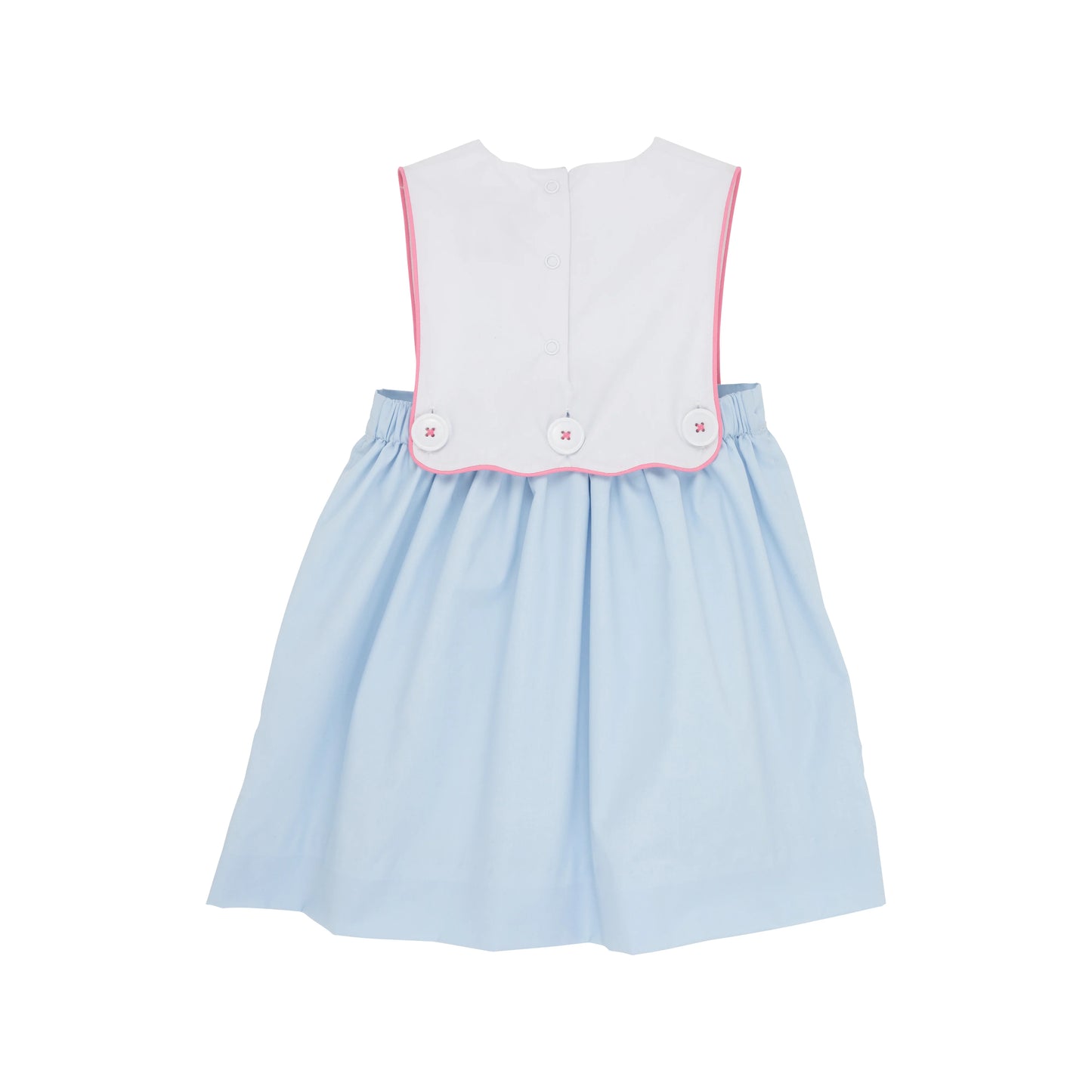Brady Button In Dress- Worth Avenue White With Buckhead Blue And Wand Embroidery