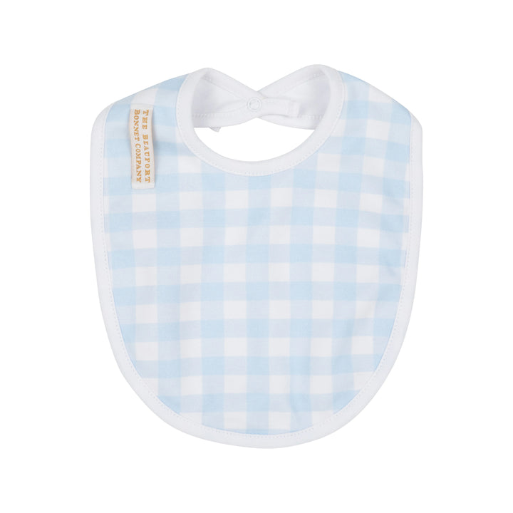 Burp Me Bib - Buckhead Blue Gingham with Worth Avenue White