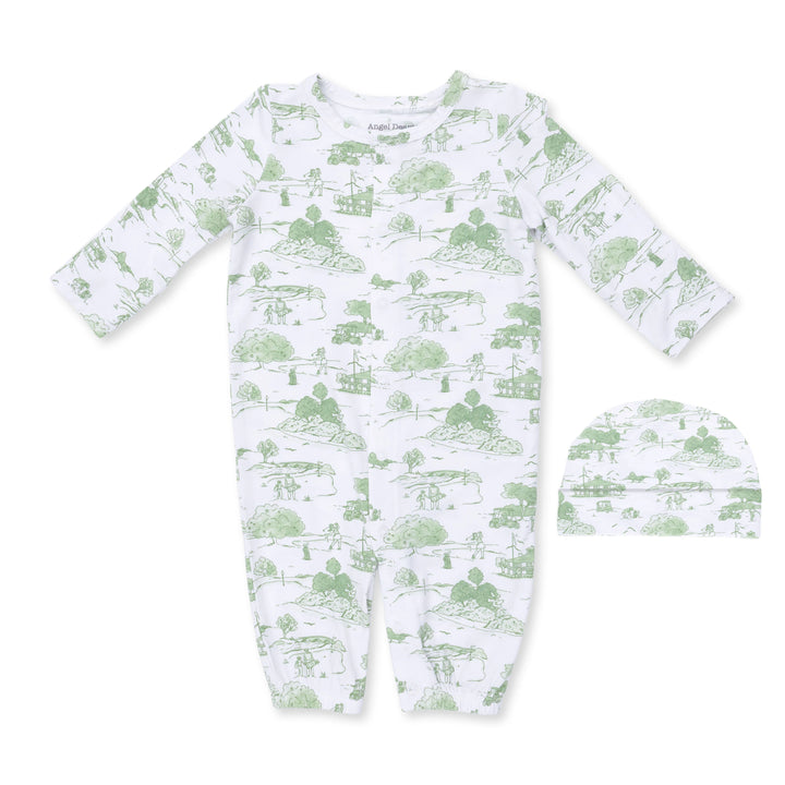 Golf Toile Green Convertible Gown & Hat