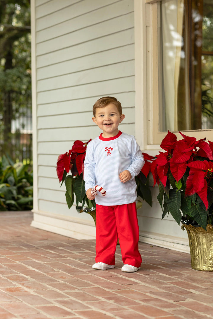 Candy Cane Embroidery Pants Set