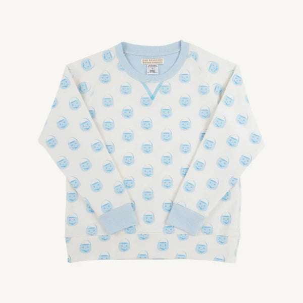 Cassidy Comfy Crewneck - Vintage-Prep Pumpkin Pails with Buckhead Blue