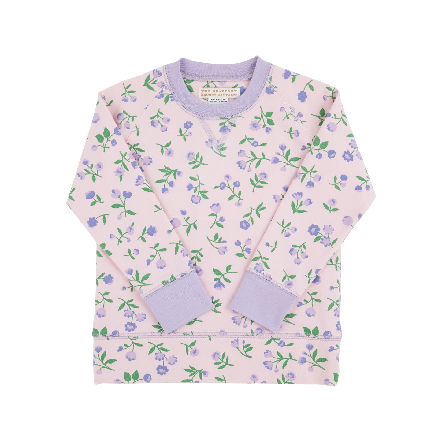 Cassidy Comfy Crewneck - Tuxedo Park Tulips with Lauderdale Lavender