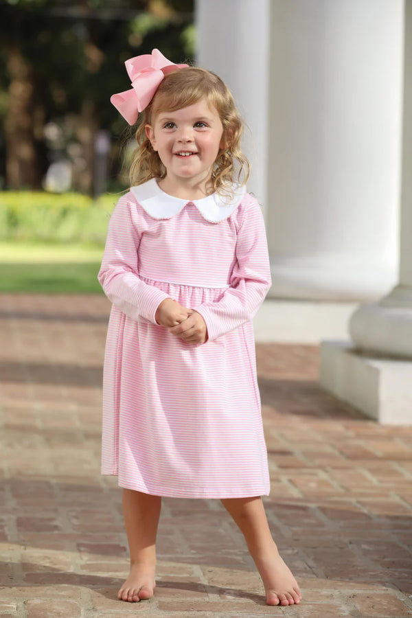 Claire Dress- Light Pink Stripe