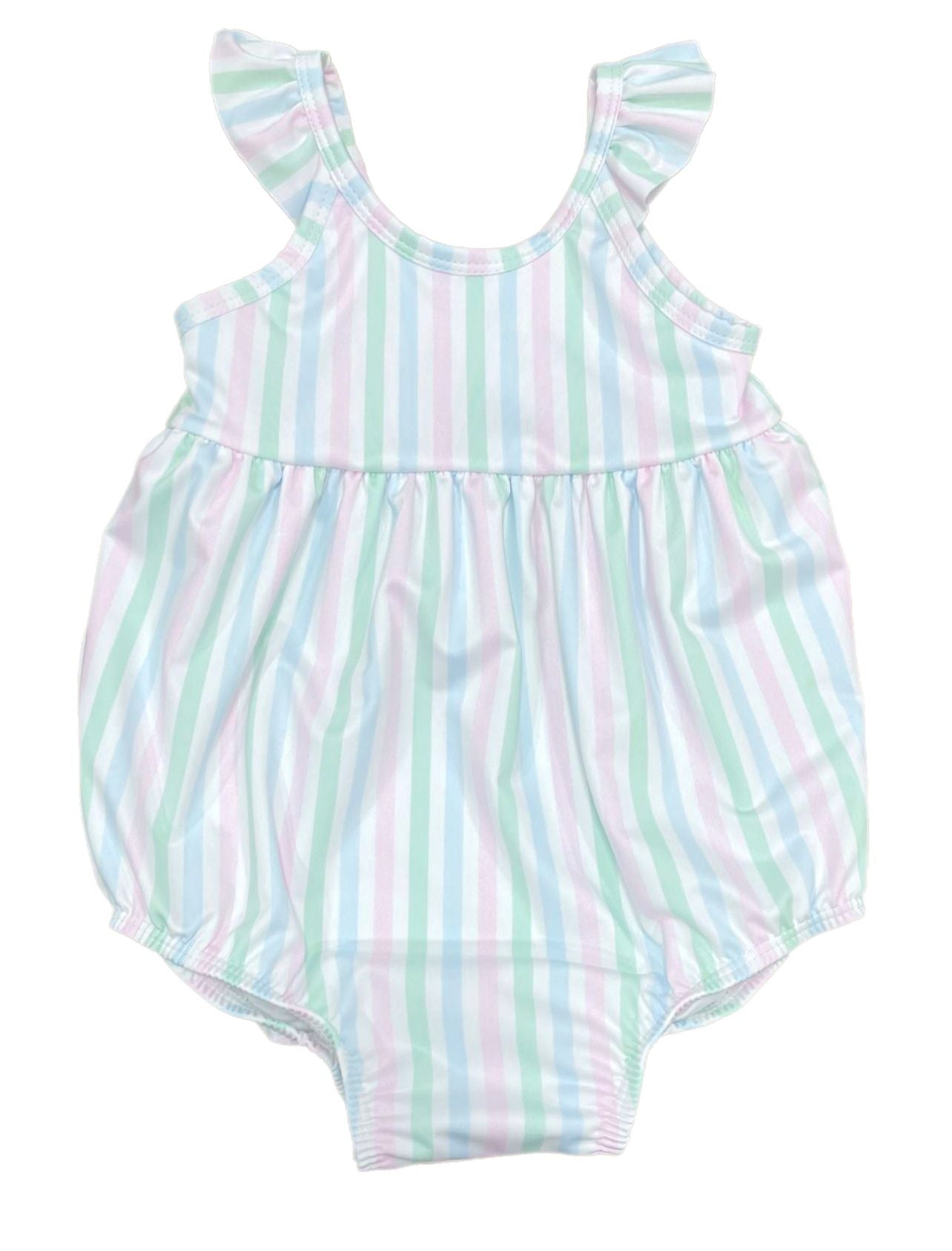 Abby Bubble One Piece Swim, Pastel Stripe