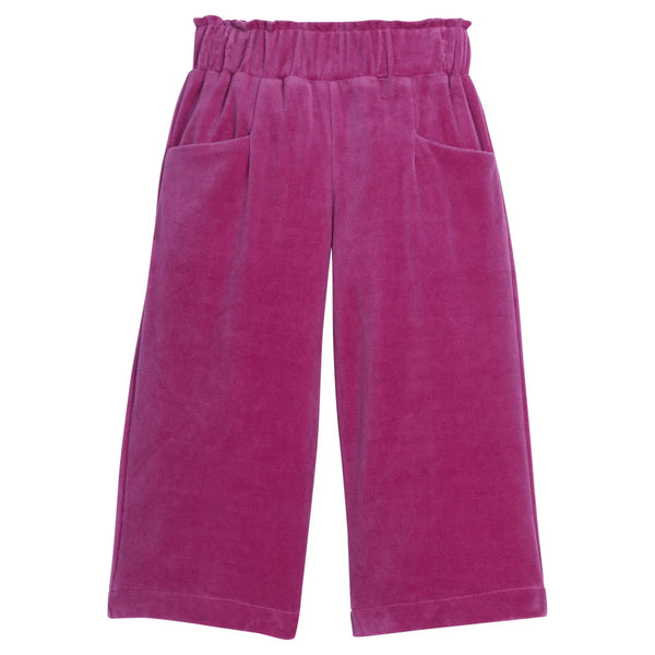 Cropped Palazzo Pants - Magenta Velour