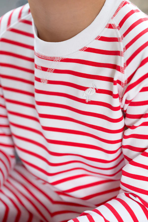Cassidy Comfy Crewneck Boys - Richmond Red Stripe(Wide)/Worth Ave White