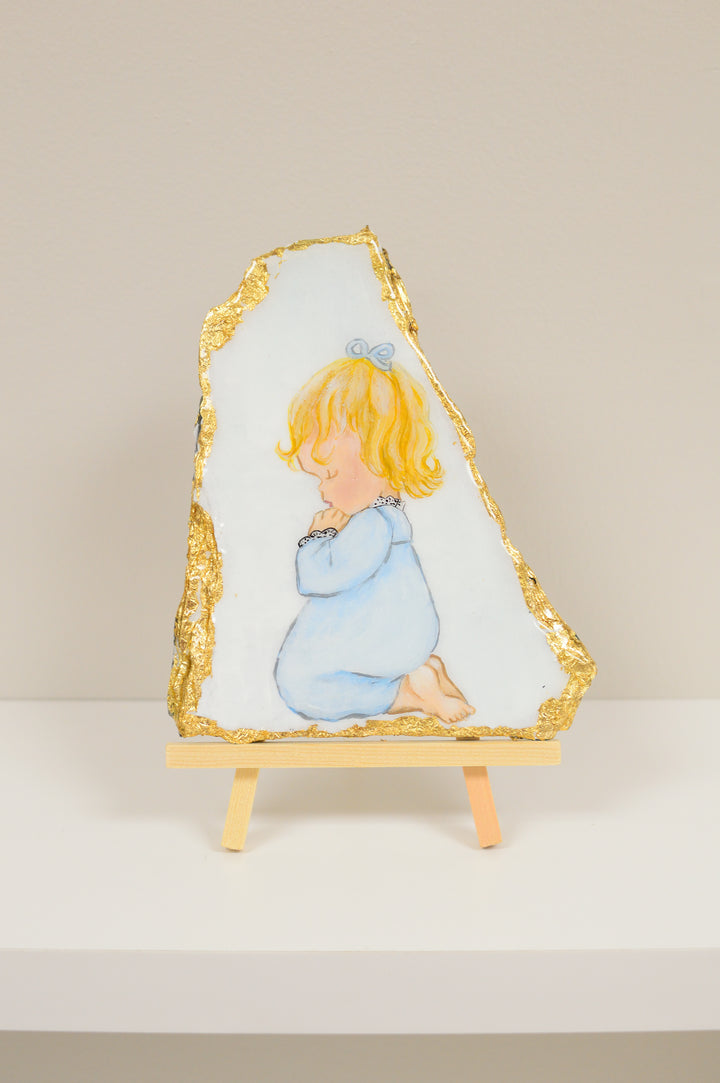 Baby Girl Praying on Slate - 7” x 6”
