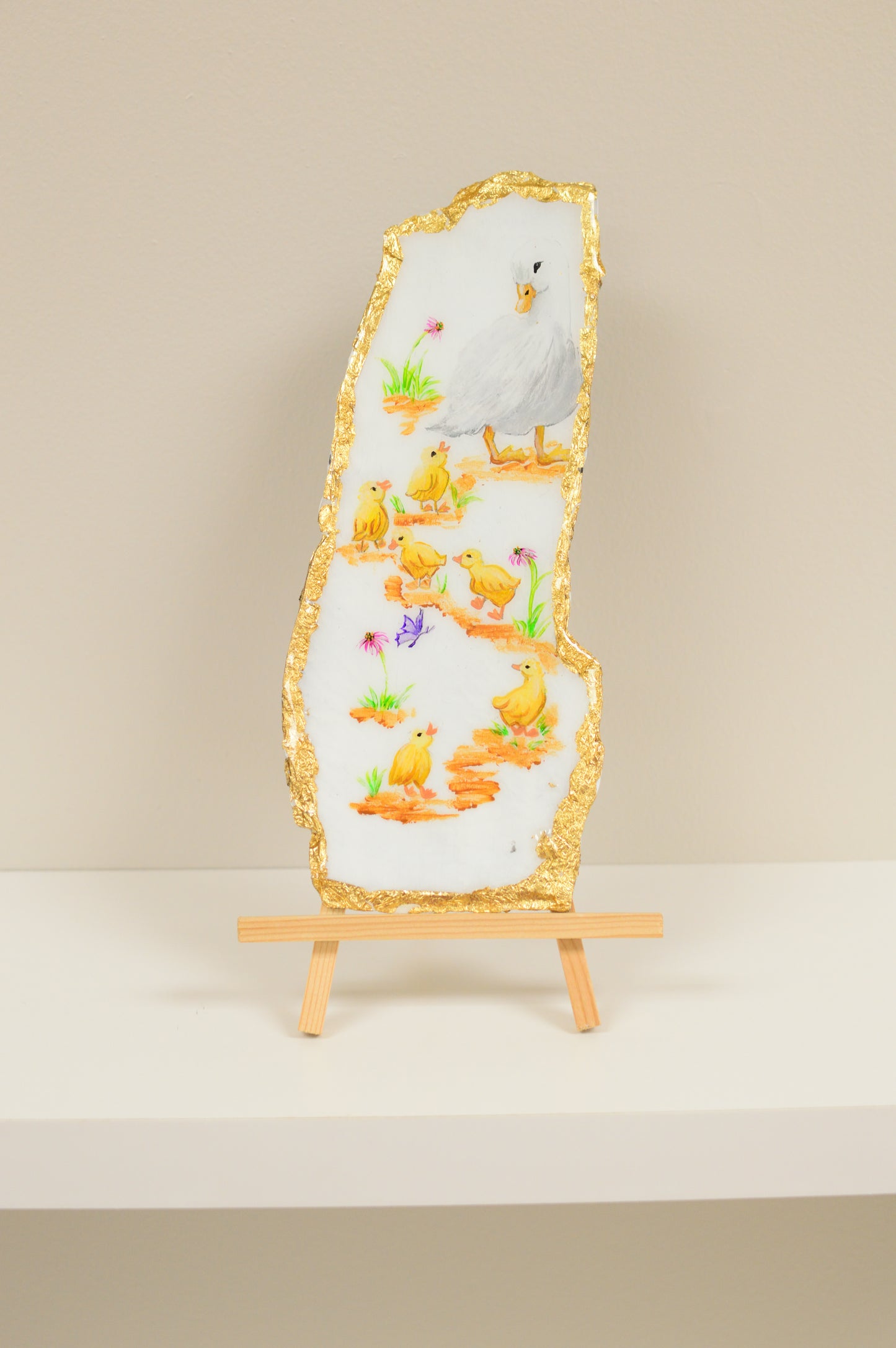 Momma Duck & Ducklings on Slate - 9.5” x 4”