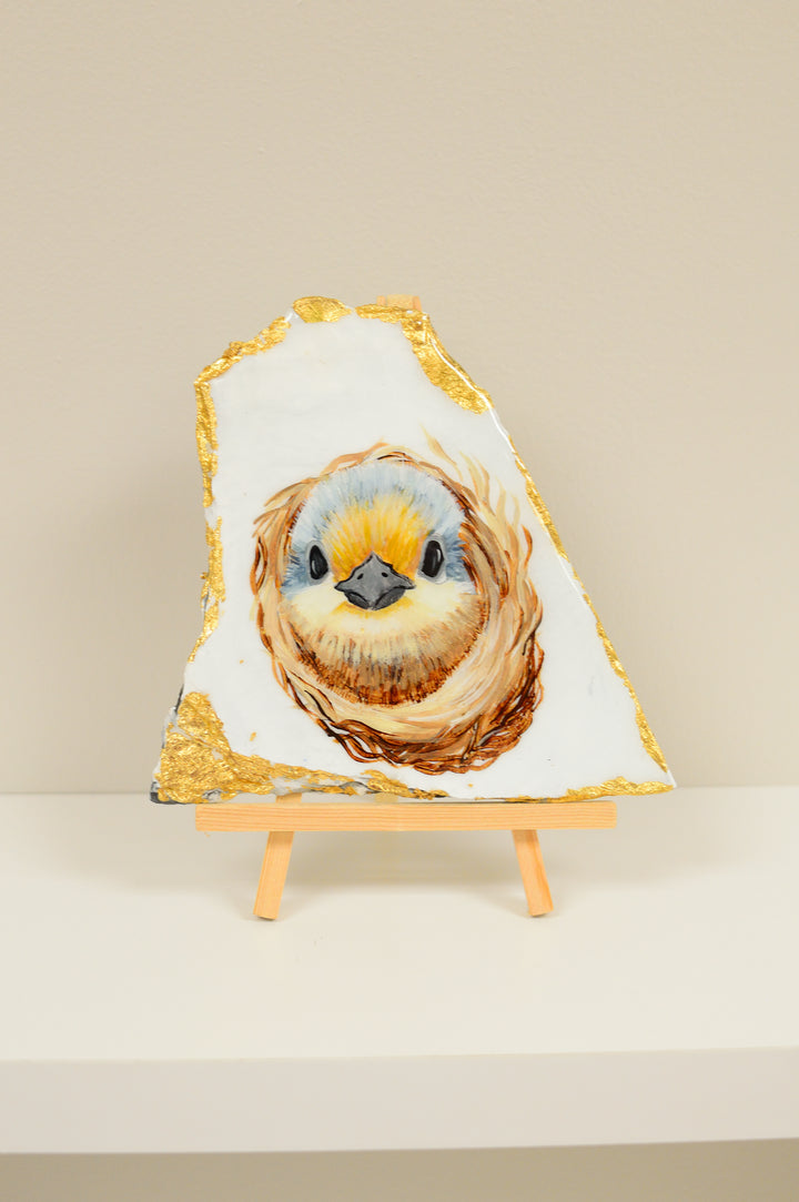 Baby Bird on Slate - 6.5” x 6”