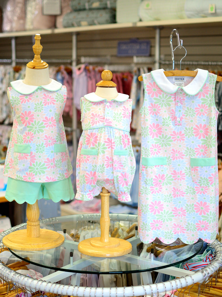 Retro Flower Girl's Romper
