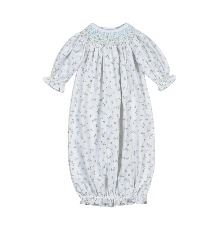 Mia Blue Floral Hand Smocked Bishop Gown
