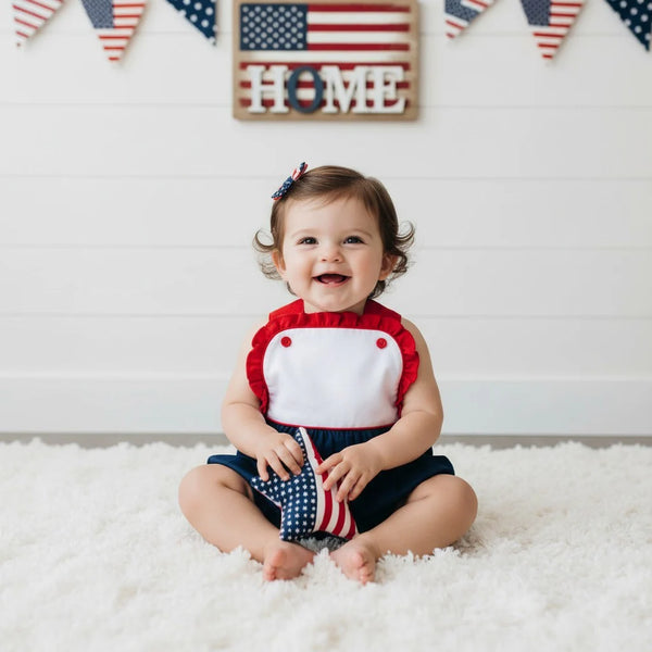 Red and Blue Patriotic Girl Sun Bubble
