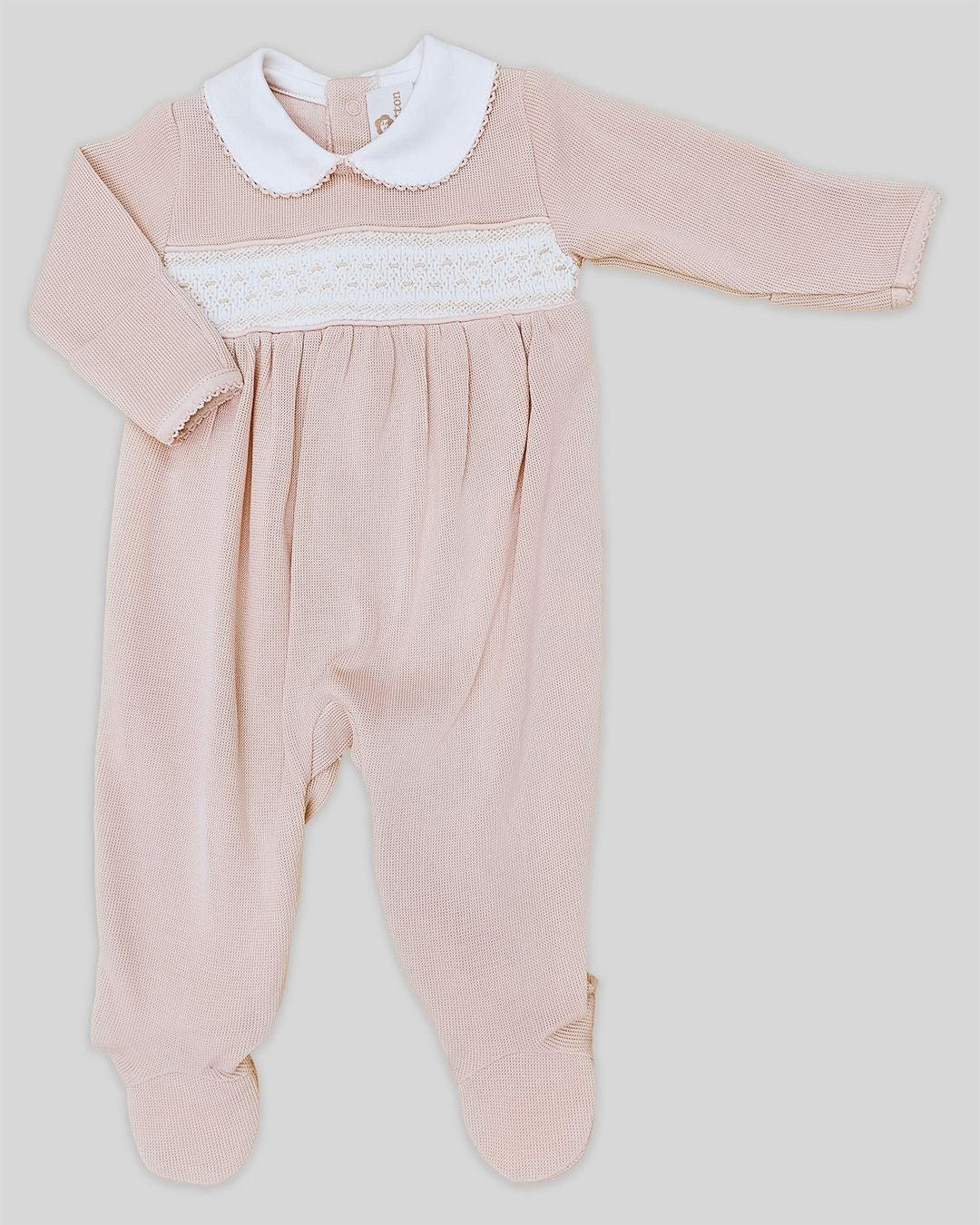 Daphne Hand Smocked Footie - Special Knit Nude