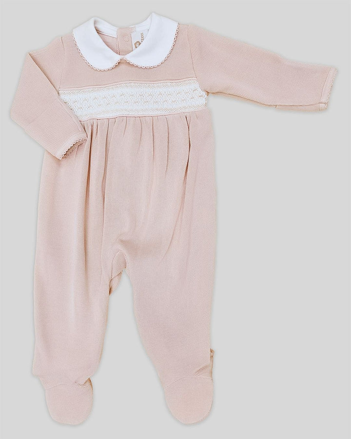 Daphne Hand Smocked Footie - Special Knit Nude