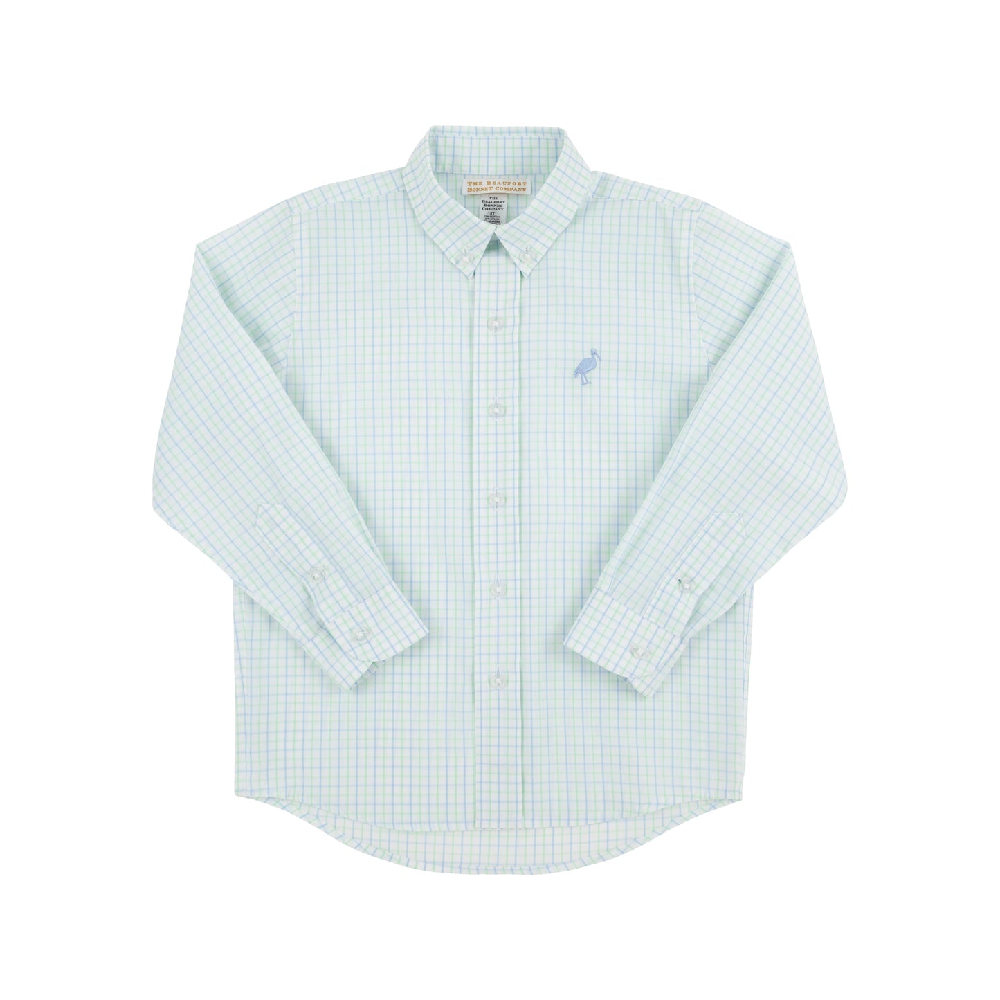 Dean's List Dress Shirt - Sea Island Seafoam and Beale Street Blue Windowpane with Beale Street Blue Stork