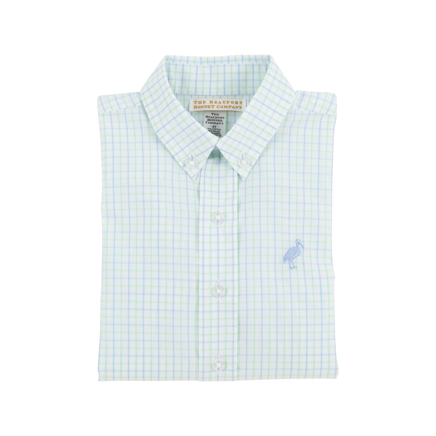 Dean's List Dress Shirt - Sea Island Seafoam and Beale Street Blue Windowpane with Beale Street Blue Stork