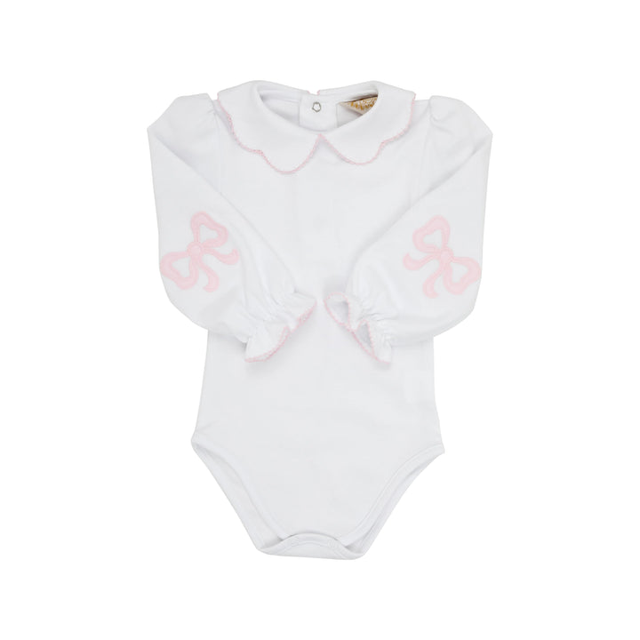 Emma's Elbow Patch Onesie - Worth Avenue White with Palm Beach Pink