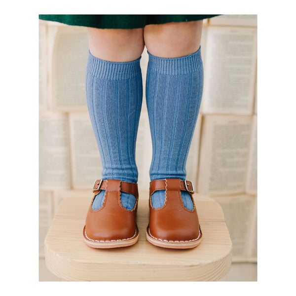 Selina Scalloped T-Strap Mary Jane Cognac