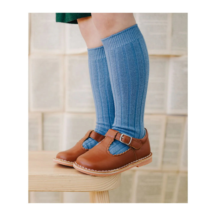 Selina Scalloped T-Strap Mary Jane Cognac