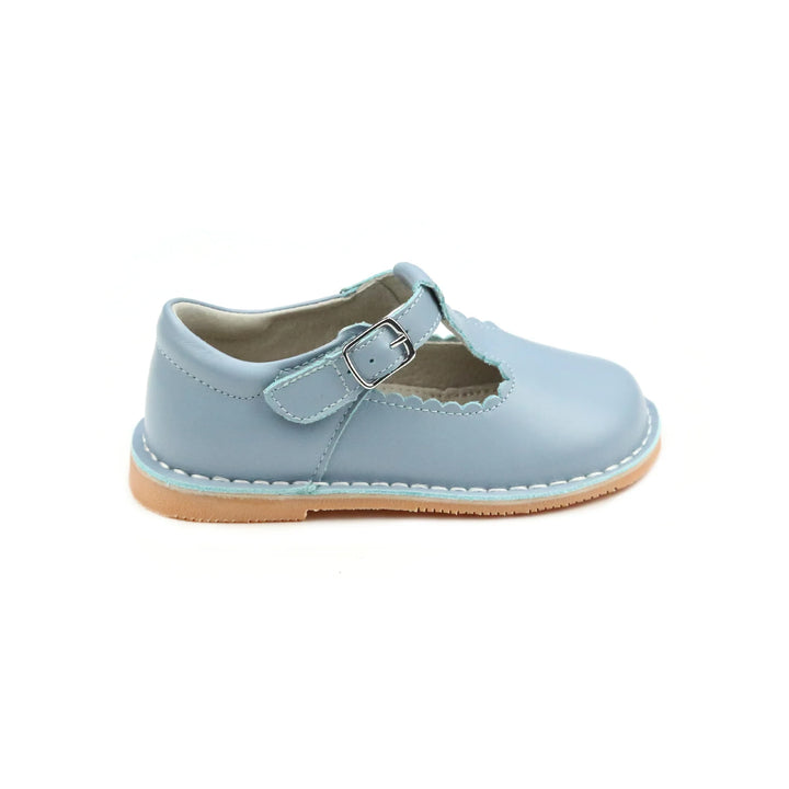 Selina Scalloped T-Strap Mary Jane Dusty Blue