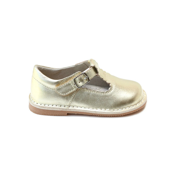 Selina Scalloped T-Strap Mary Jane Gold