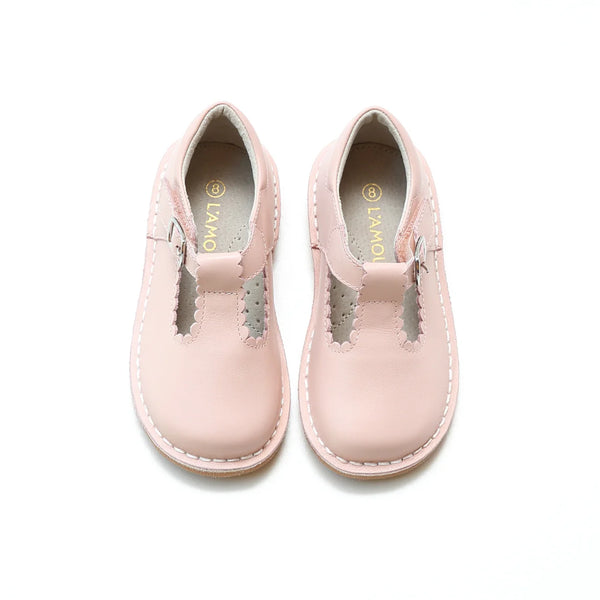 Selina Scalloped T-Strap Mary Jane Pink
