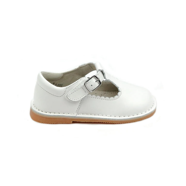 Selina Scalloped T-Strap Mary Jane White