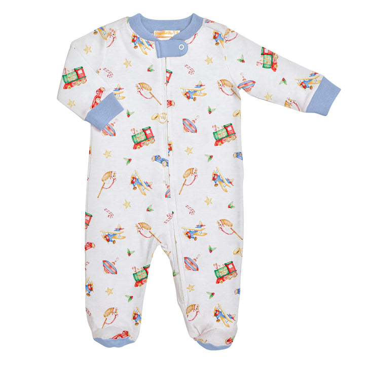 Holiday Heirlooms Printed Pima Zipped Footie