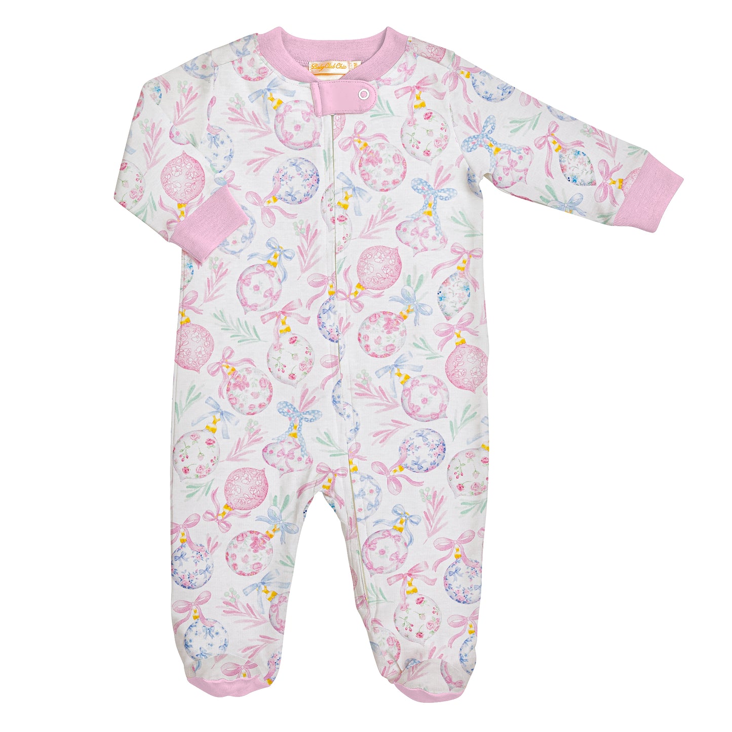 Little Christmas Charms Printed Pima Zipped Footie