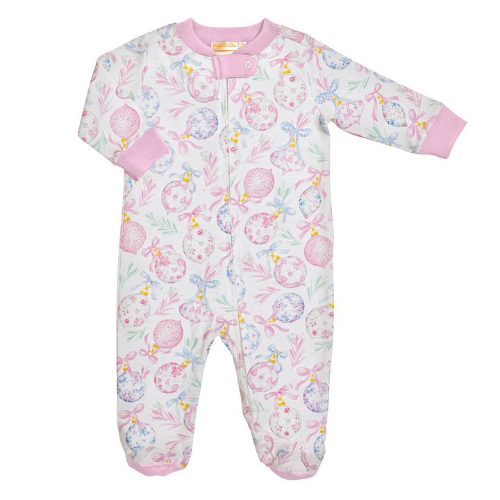 Little Christmas Charms Printed Pima Zipped Footie