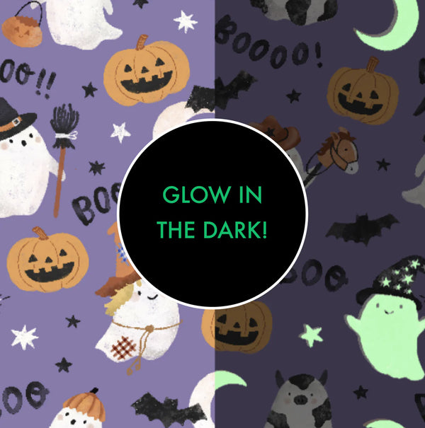 Costumed Ghosts - Glow In The Dark - Purple - 2 Way Zipper Romper