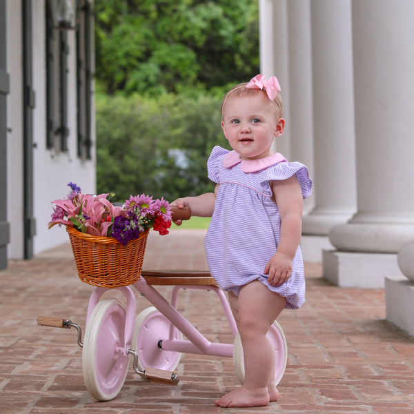 Genevieve Banded Bubble - Lavender Stripe/Light Pink