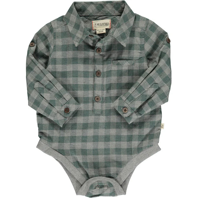 Sage/Grey Plaid Jasper Woven Onesie