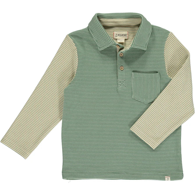 Green with Sage Arms Stripe Troy Polo