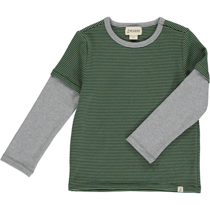 Green Stripe Cameron Mock Sleeve Tee