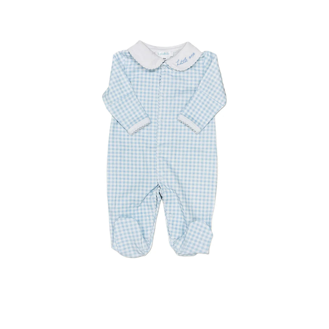 Little One Light Blue Gingham Footie