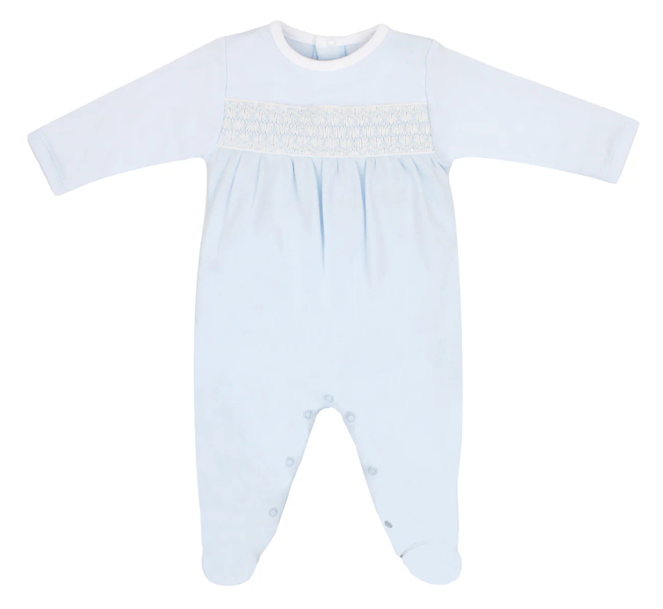 Light Blue Honeycomb Smocked Footie