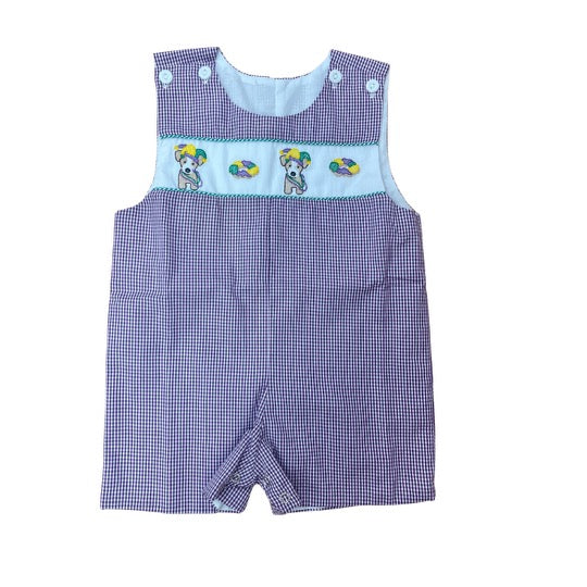 Puppy & King Cake Embroidered Shortall