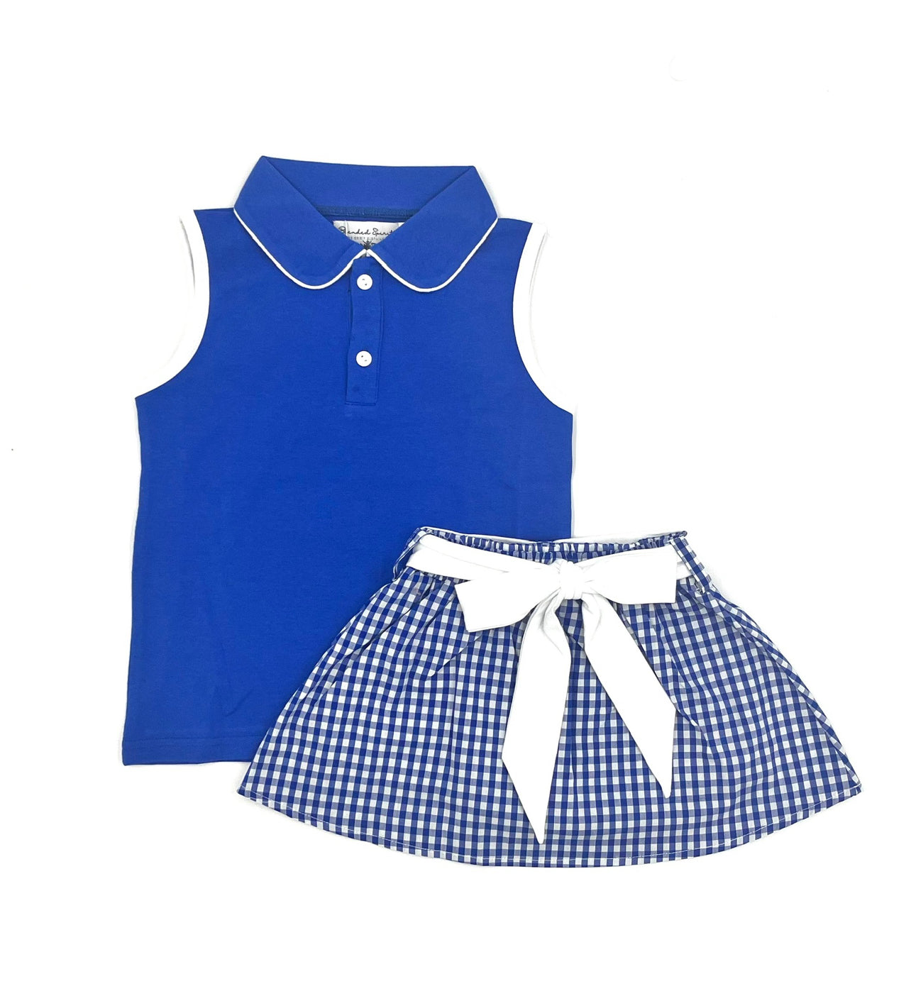 Royal Blue/White Skirt Set