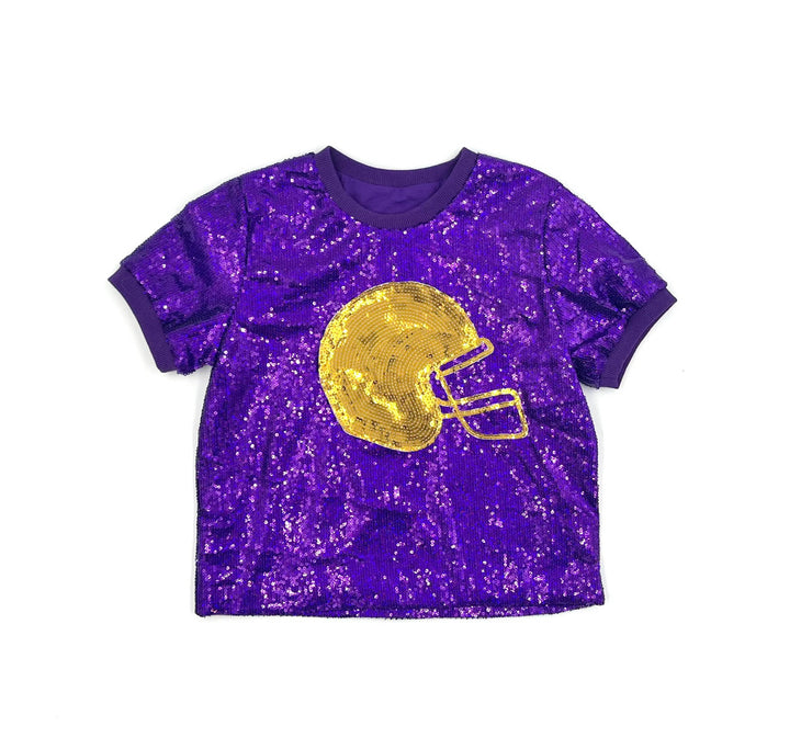 Purple/Gold Helmet Sequin Top