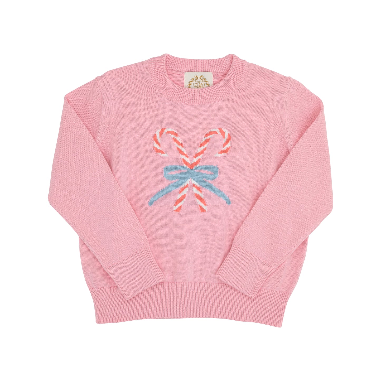 Isabelle's Intarsia Sweater - Hamptons Hot Pink with Candy Cane Intarsia