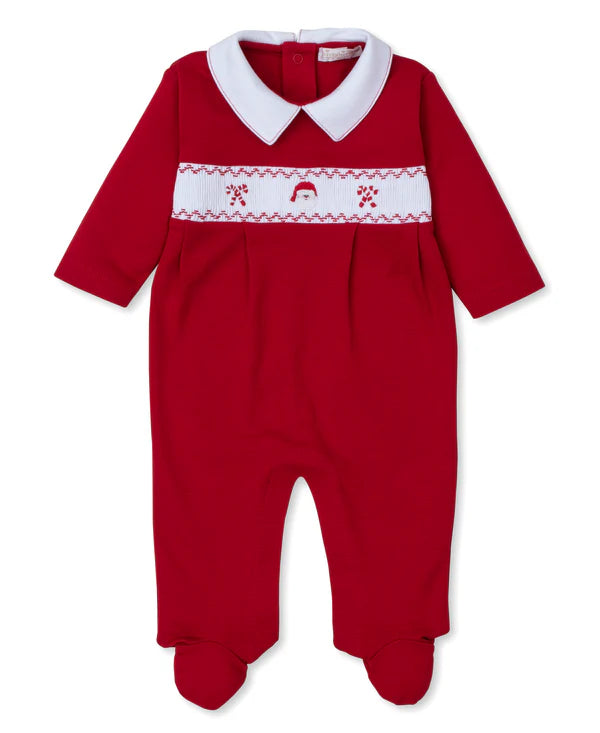 CLB Holiday Medley 24 Hand Smocked Santa Collar Footie