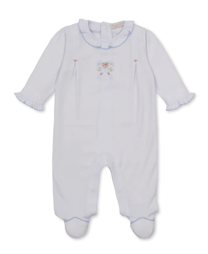 Premier Rose Bow Hand Emb. Ruffle Footie