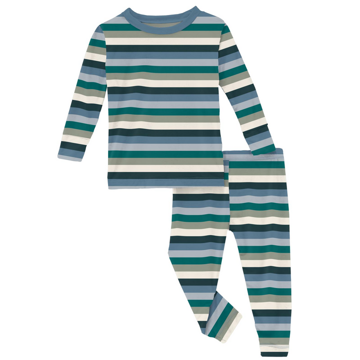 Snowy Stripe Long Sleeve Pajama Set
