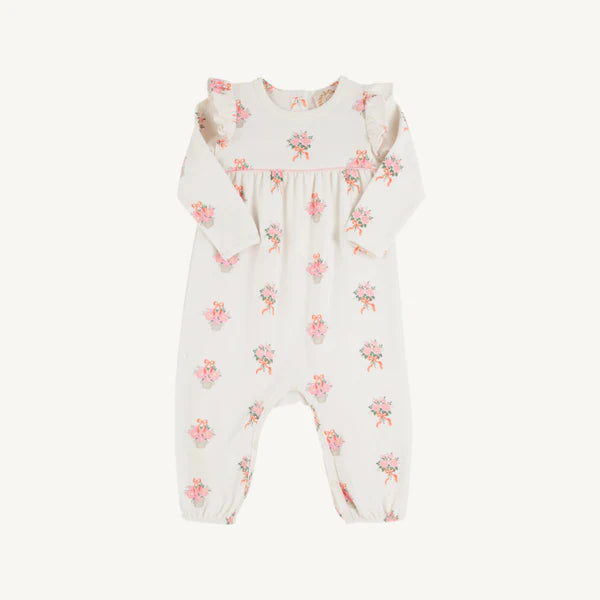 Leigh Ann Angel Sleeve Romper - Nonesuch Stems with Sandpearl Pink