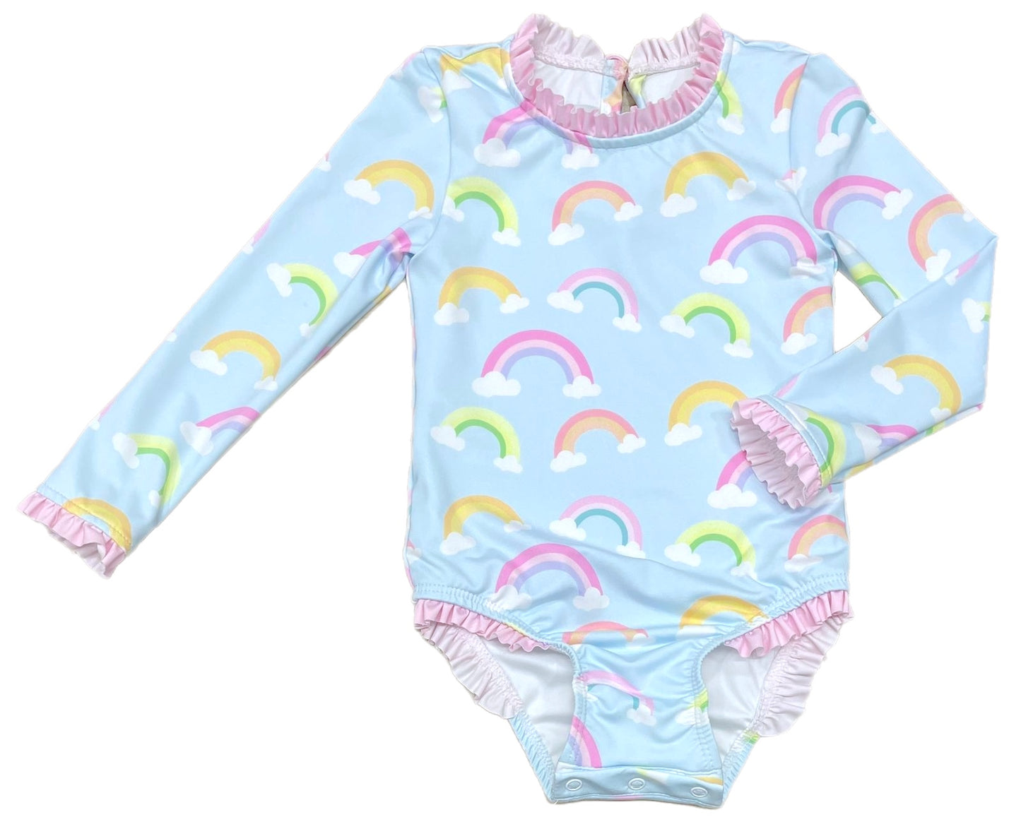 Leighton One Piece Long Sleeve Rash Guard- Rainbow