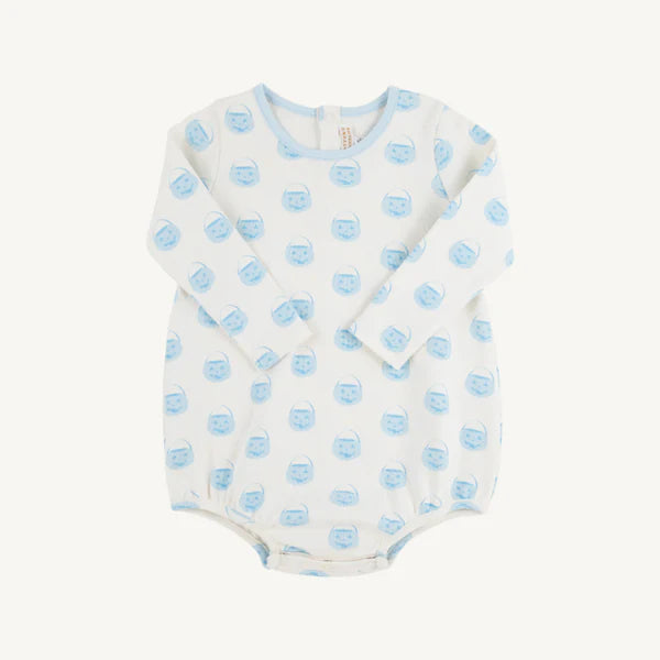 Long Sleeve Patton Play Bubble - Vintage-Prep Pumpkin Pails (Buckhead Blue)/Buckhead Blue