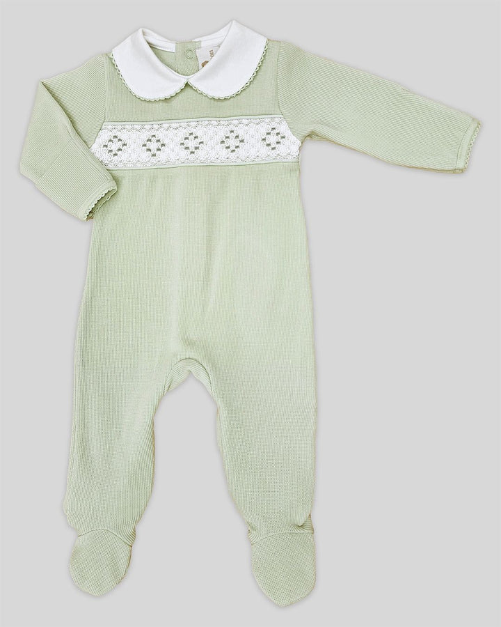 Louise Hand Smocked Footie - Special Knit Pistachio