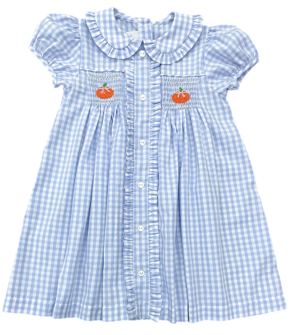 Margaret Gingham Smocked Pumpkin Dress