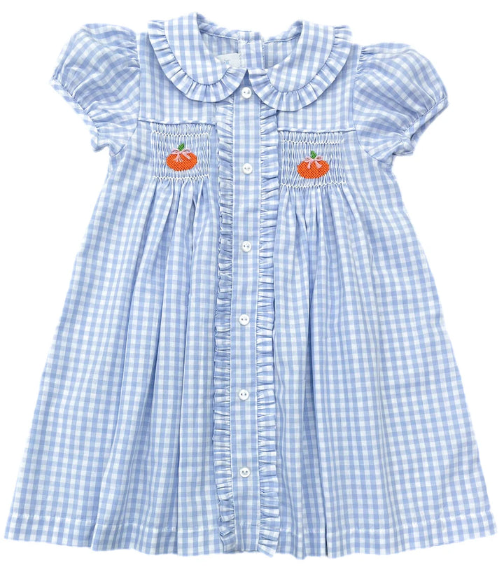 Margaret Gingham Smocked Pumpkin Dress